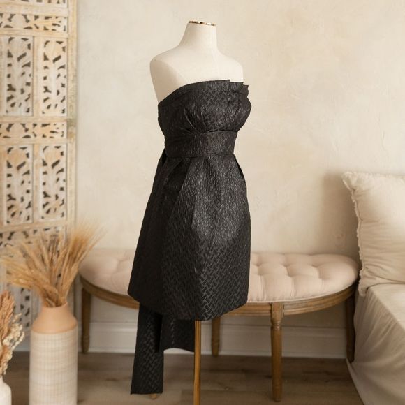 Saks Fifth Avenue Dresses & Skirts - 5/48 Saks Fifth Avenue Metallic Black Textured Cocktail Dress size 8